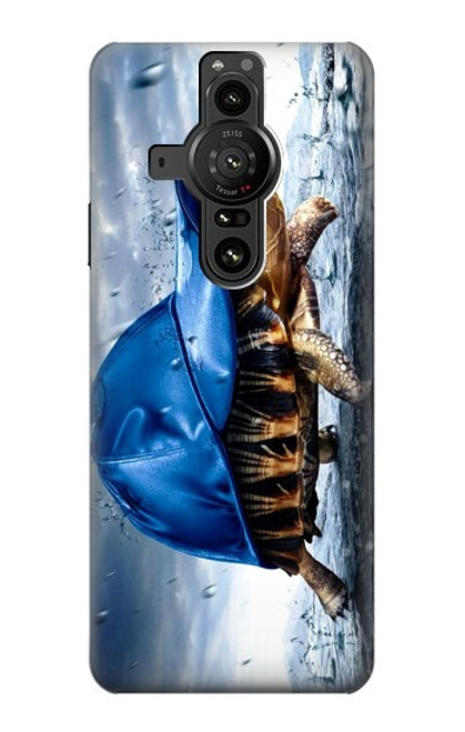 S0084 Turtle in the Rain Hülle Schutzhülle Taschen für Sony Xperia Pro-I