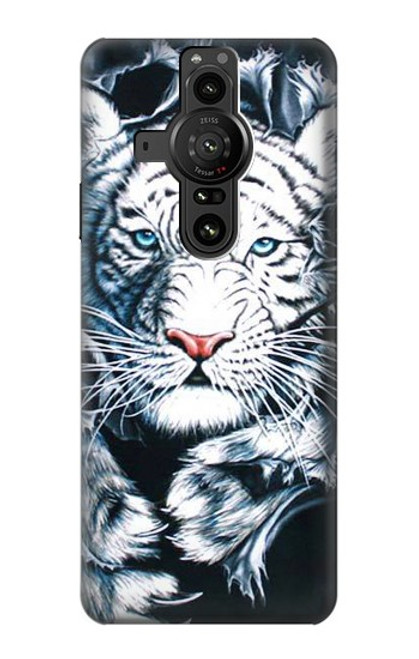 S0265 White Tiger Hülle Schutzhülle Taschen für Sony Xperia Pro-I