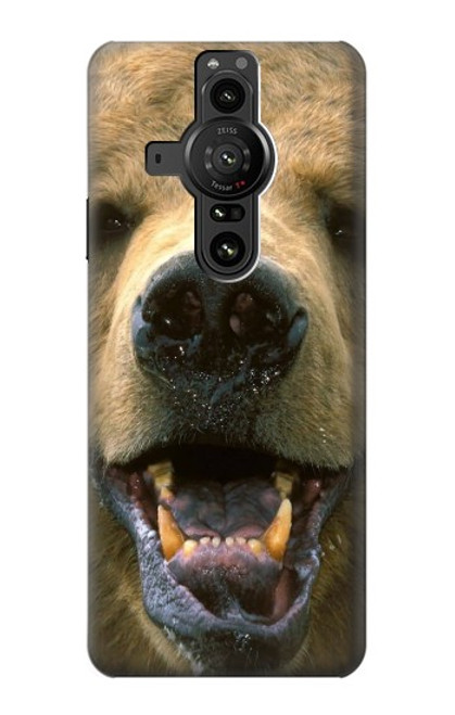 S0840 Grizzly Bear Face Hülle Schutzhülle Taschen für Sony Xperia Pro-I