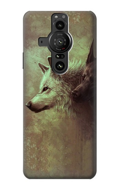 S0931 White Black Wolf Hülle Schutzhülle Taschen für Sony Xperia Pro-I