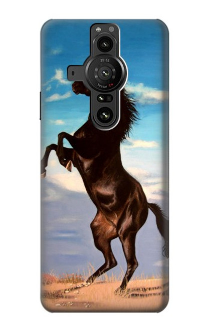 S0934 Wild Black Horse Hülle Schutzhülle Taschen für Sony Xperia Pro-I