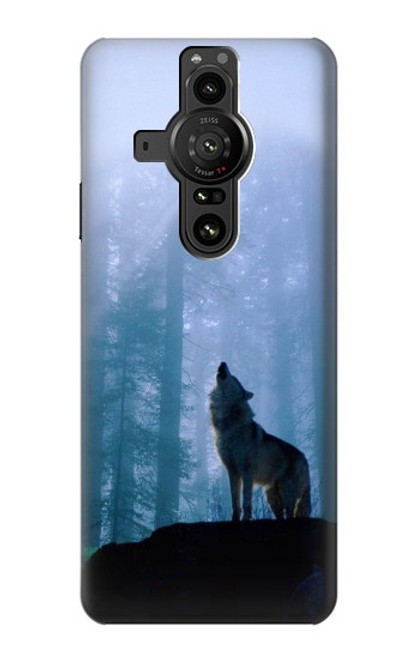 S0935 Wolf Howling in Forest Hülle Schutzhülle Taschen für Sony Xperia Pro-I
