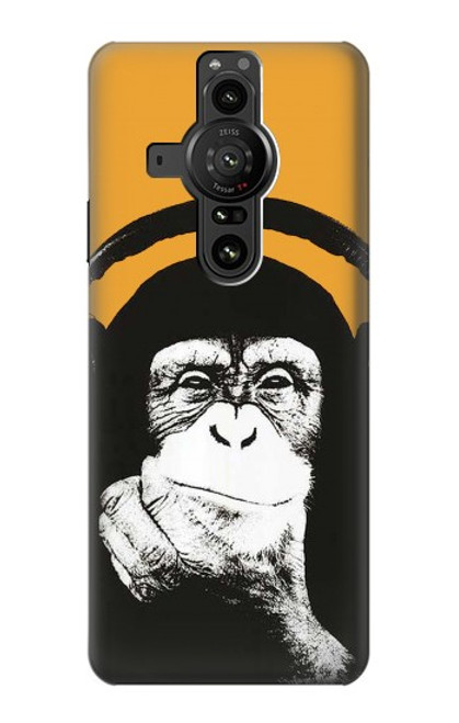 S2324 Funny Monkey with Headphone Pop Music Hülle Schutzhülle Taschen für Sony Xperia Pro-I