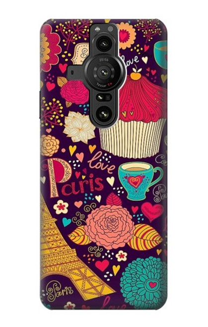 S2353 Paris Cartoon Vintage Pattern Hülle Schutzhülle Taschen für Sony Xperia Pro-I