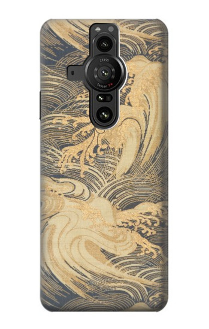 S2680 Japan Art Obi With Stylized Waves Hülle Schutzhülle Taschen für Sony Xperia Pro-I