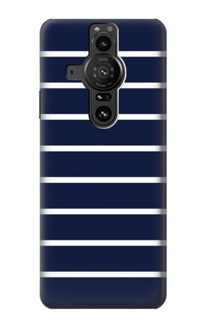 S2767 Navy White Striped Hülle Schutzhülle Taschen für Sony Xperia Pro-I