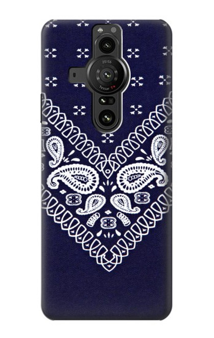 S3357 Navy Blue Bandana Pattern Hülle Schutzhülle Taschen für Sony Xperia Pro-I