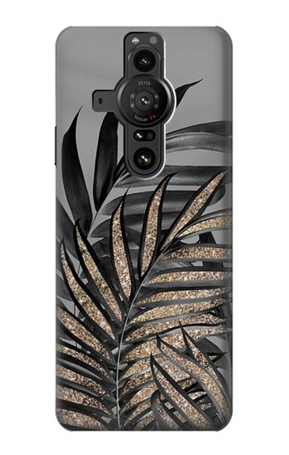 S3692 Gray Black Palm Leaves Hülle Schutzhülle Taschen für Sony Xperia Pro-I