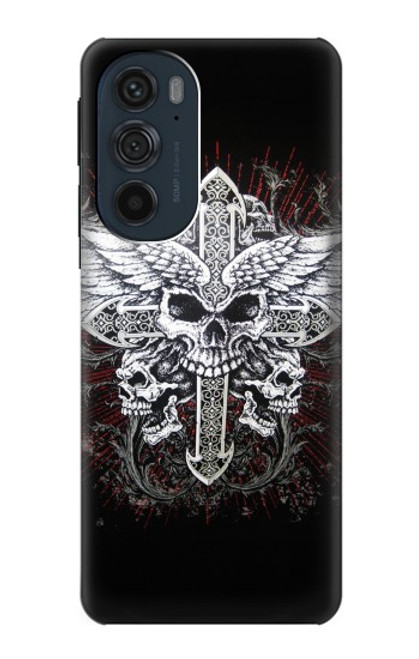 S1434 Skull Wing Tattoo Biker Hülle Schutzhülle Taschen für Motorola Edge 30 Pro