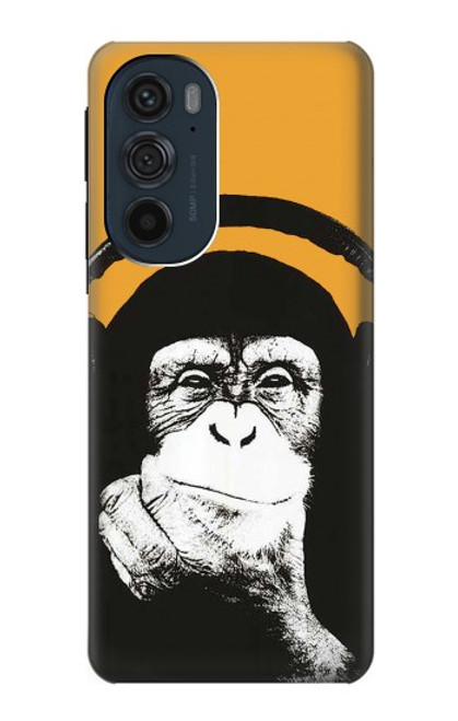 S2324 Funny Monkey with Headphone Pop Music Hülle Schutzhülle Taschen für Motorola Edge 30 Pro