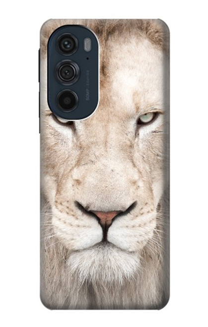 S2399 White Lion Face Hülle Schutzhülle Taschen für Motorola Edge 30 Pro