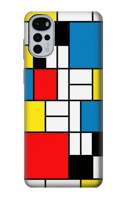 S3814 Piet Mondrian Line Art Composition Hülle Schutzhülle Taschen für Motorola Moto G22