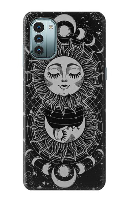 S3854 Mystical Sun Face Crescent Moon Hülle Schutzhülle Taschen für Nokia G11, G21