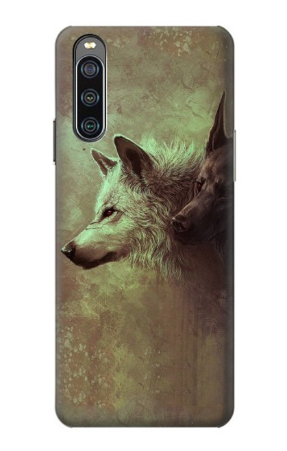 S0931 White Black Wolf Hülle Schutzhülle Taschen für Sony Xperia 10 IV
