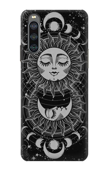S3854 Mystical Sun Face Crescent Moon Hülle Schutzhülle Taschen für Sony Xperia 10 IV