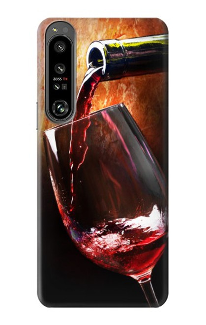 S2396 Red Wine Bottle And Glass Hülle Schutzhülle Taschen für Sony Xperia 1 IV