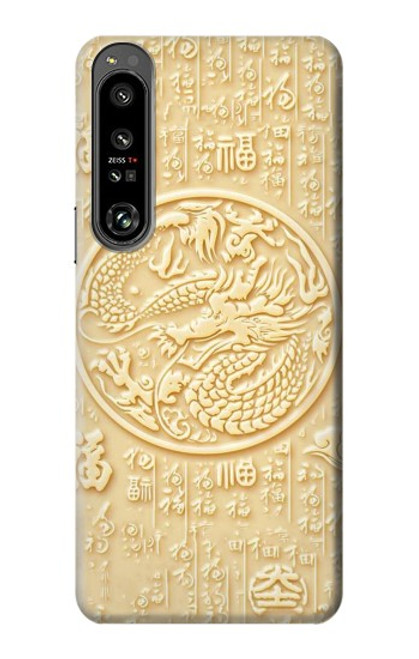 S3288 White Jade Dragon Graphic Painted Hülle Schutzhülle Taschen für Sony Xperia 1 IV
