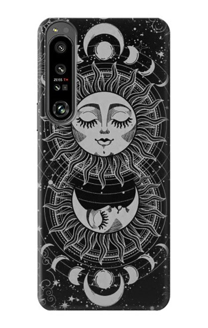 S3854 Mystical Sun Face Crescent Moon Hülle Schutzhülle Taschen für Sony Xperia 1 IV