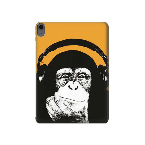 S2324 Funny Monkey with Headphone Pop Music Hülle Schutzhülle Taschen für iPad Air (2022, 2020), Air 11 (2024,2025), Pro 11 (2022)