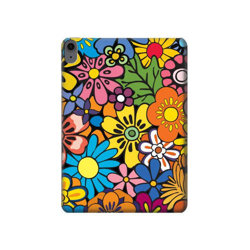 S3281 Colorful Hippie Flowers Pattern Hülle Schutzhülle Taschen für iPad Air (2020, 2022), Air 11 (2024,2025,2026), Pro 11 (2022)