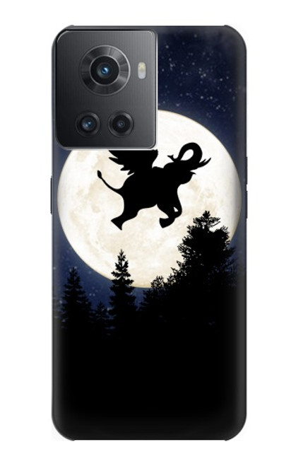 S3323 Flying Elephant Full Moon Night Hülle Schutzhülle Taschen für OnePlus Ace