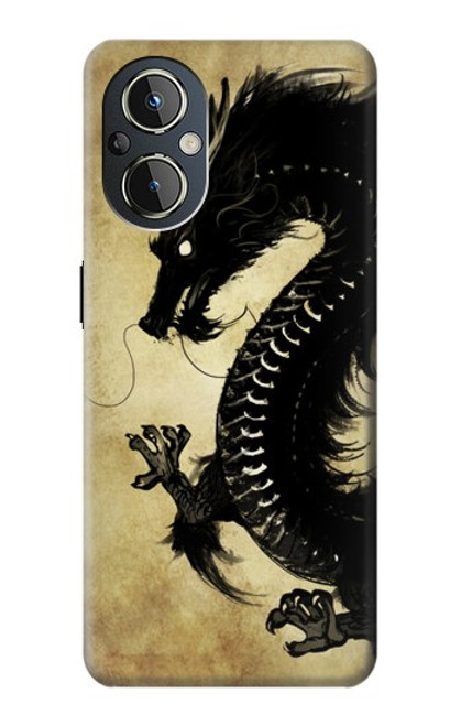 S1482 Black Dragon Painting Hülle Schutzhülle Taschen für OnePlus Nord N20 5G