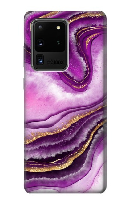 S3896 Purple Marble Gold Streaks Hülle Schutzhülle Taschen für Samsung Galaxy S20 Ultra