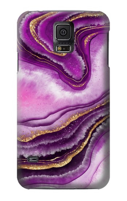 S3896 Purple Marble Gold Streaks Hülle Schutzhülle Taschen für Samsung Galaxy S5