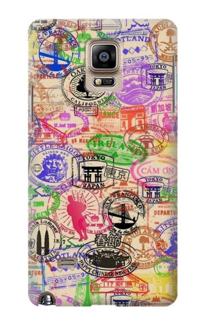 S3904 Travel Stamps Hülle Schutzhülle Taschen für Samsung Galaxy Note 4