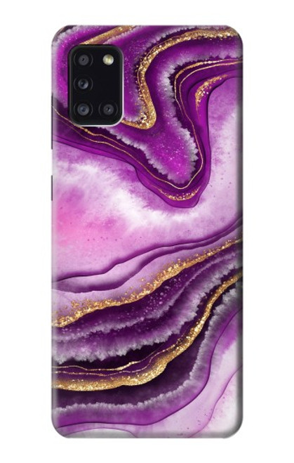 S3896 Purple Marble Gold Streaks Hülle Schutzhülle Taschen für Samsung Galaxy A31