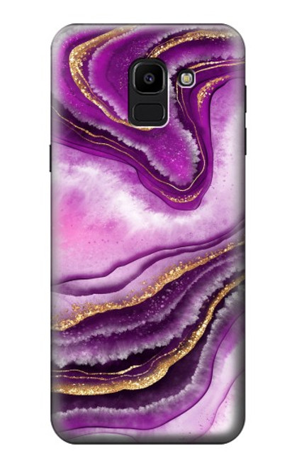 S3896 Purple Marble Gold Streaks Hülle Schutzhülle Taschen für Samsung Galaxy J6 (2018)