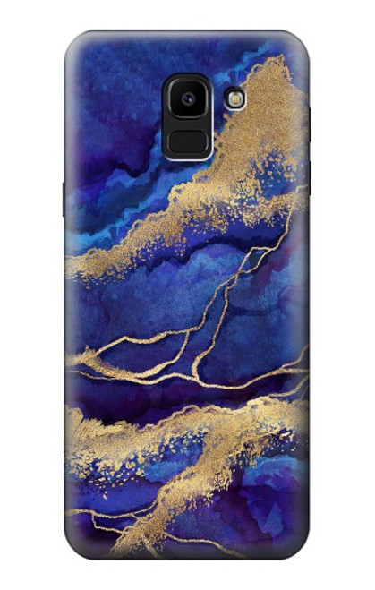 S3906 Navy Blue Purple Marble Hülle Schutzhülle Taschen für Samsung Galaxy J6 (2018)