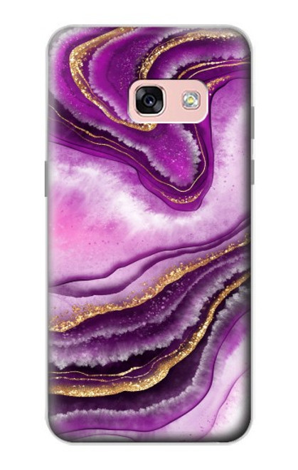 S3896 Purple Marble Gold Streaks Hülle Schutzhülle Taschen für Samsung Galaxy A3 (2017)