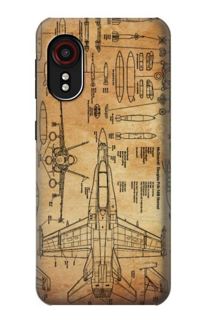 S3868 Aircraft Blueprint Old Paper Hülle Schutzhülle Taschen für Samsung Galaxy Xcover 5