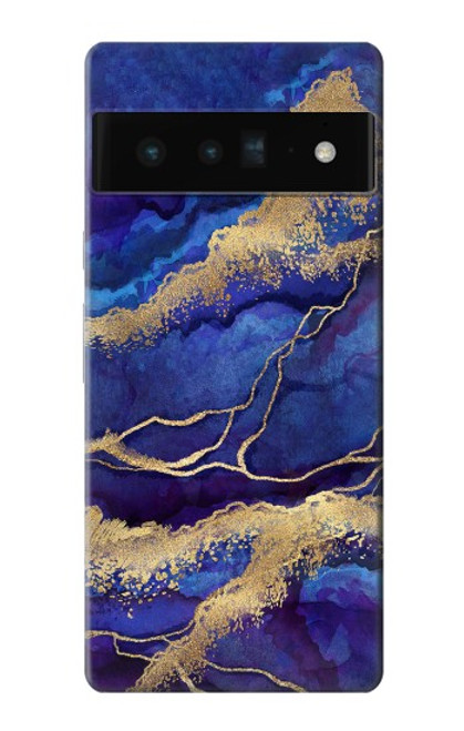 S3906 Navy Blue Purple Marble Hülle Schutzhülle Taschen für Google Pixel 6 Pro