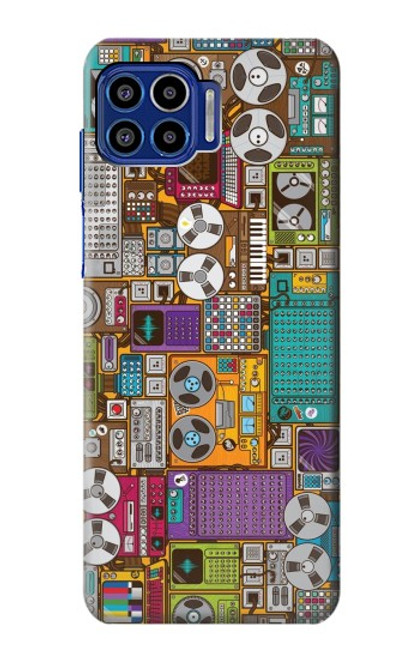 S3879 Retro Music Doodle Hülle Schutzhülle Taschen für Motorola One 5G