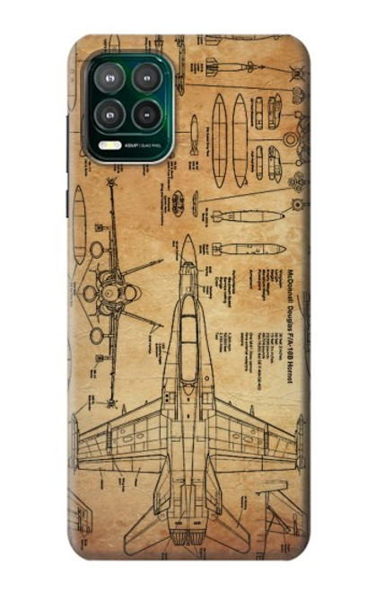 S3868 Aircraft Blueprint Old Paper Hülle Schutzhülle Taschen für Motorola Moto G Stylus 5G