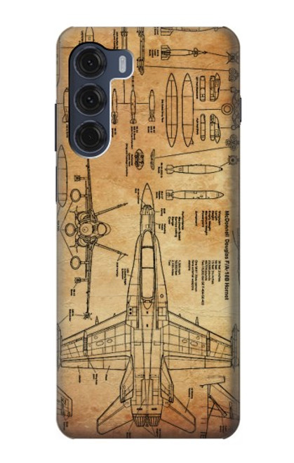 S3868 Aircraft Blueprint Old Paper Hülle Schutzhülle Taschen für Motorola Moto G200 5G