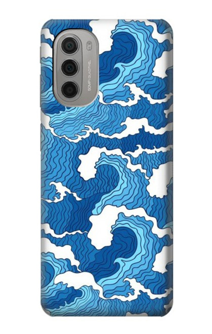 S3901 Aesthetic Storm Ocean Waves Hülle Schutzhülle Taschen für Motorola Moto G51 5G