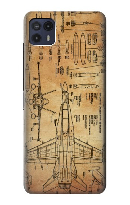 S3868 Aircraft Blueprint Old Paper Hülle Schutzhülle Taschen für Motorola Moto G50 5G