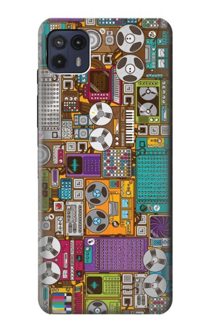 S3879 Retro Music Doodle Hülle Schutzhülle Taschen für Motorola Moto G50 5G