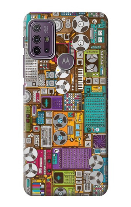 S3879 Retro Music Doodle Hülle Schutzhülle Taschen für Motorola Moto G10 Power