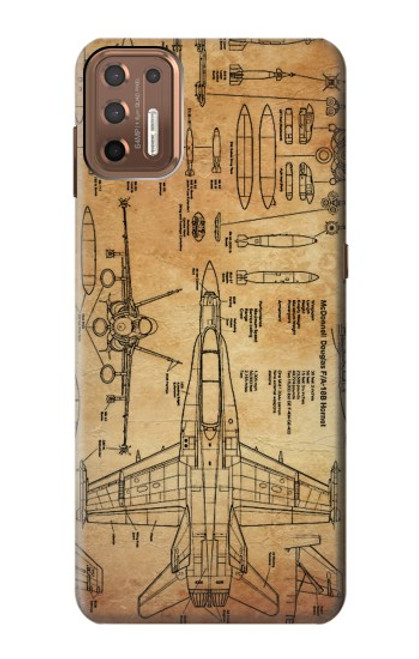 S3868 Aircraft Blueprint Old Paper Hülle Schutzhülle Taschen für Motorola Moto G9 Plus