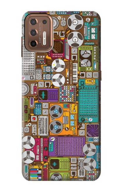 S3879 Retro Music Doodle Hülle Schutzhülle Taschen für Motorola Moto G9 Plus