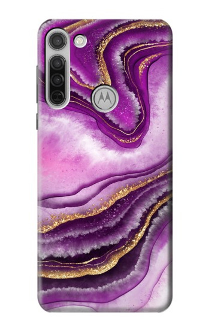 S3896 Purple Marble Gold Streaks Hülle Schutzhülle Taschen für Motorola Moto G8