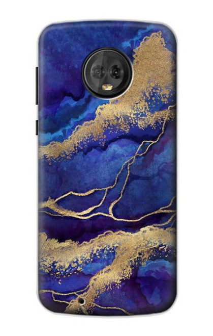 S3906 Navy Blue Purple Marble Hülle Schutzhülle Taschen für Motorola Moto G6