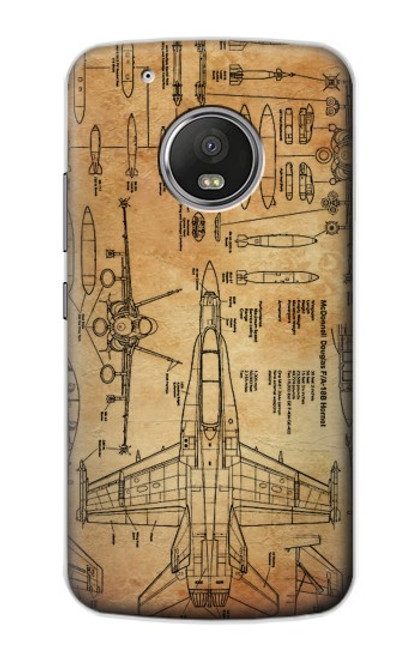 S3868 Aircraft Blueprint Old Paper Hülle Schutzhülle Taschen für Motorola Moto G5 Plus