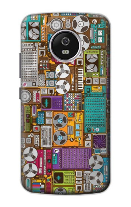 S3879 Retro Music Doodle Hülle Schutzhülle Taschen für Motorola Moto G5