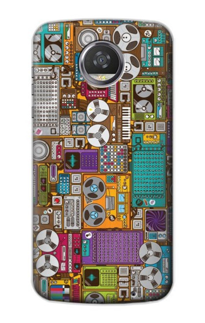 S3879 Retro Music Doodle Hülle Schutzhülle Taschen für Motorola Moto Z2 Play, Z2 Force
