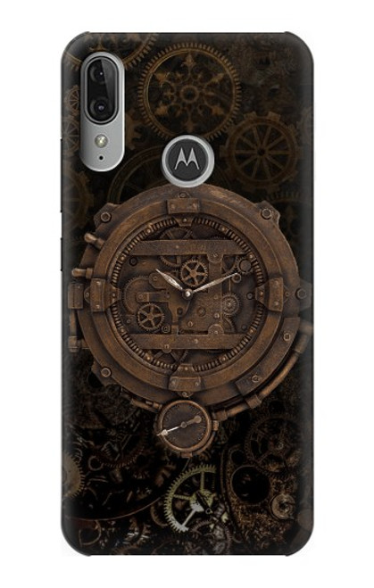 S3902 Steampunk Clock Gear Hülle Schutzhülle Taschen für Motorola Moto E6 Plus, Moto E6s